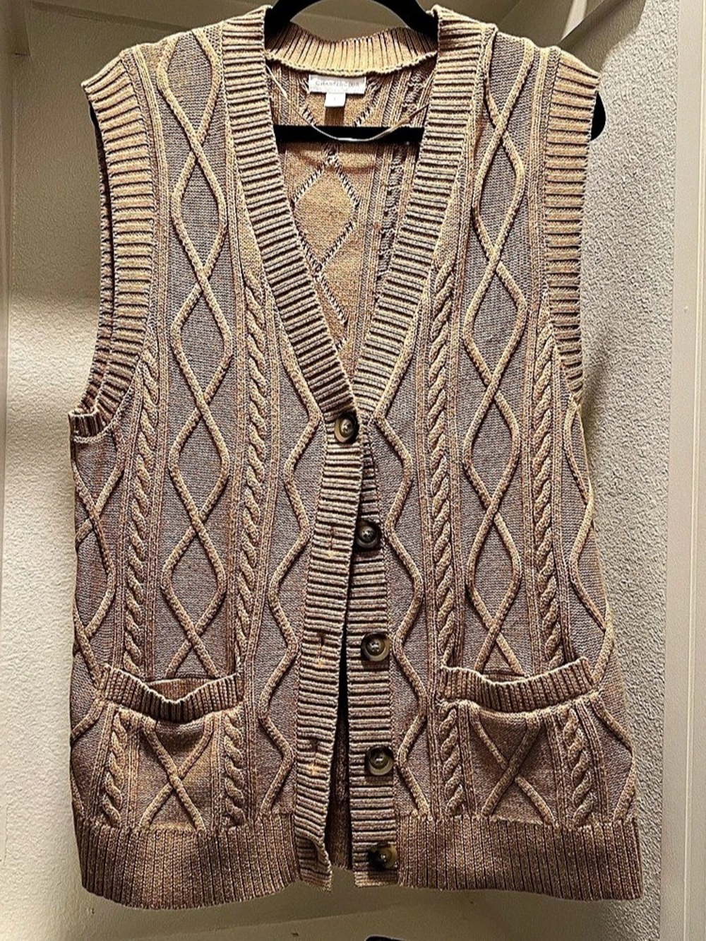 Charter Club Cable Knit Sweater Vest in Brown Large Like New